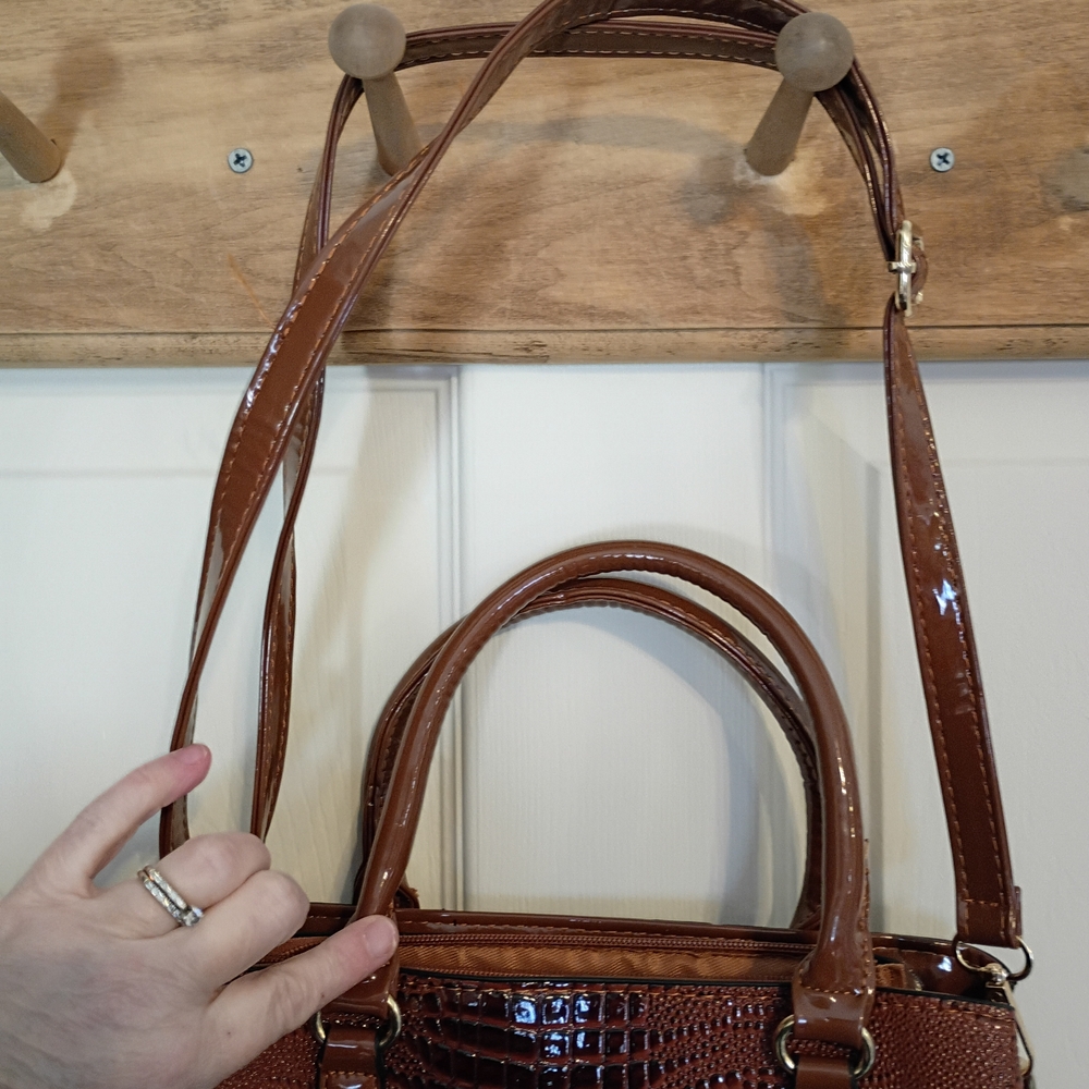 Danbaoly Brown Patterned Handbag Shoulder Bag Fau… - image 8